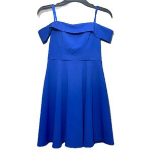 Sequin Hearts Blue Off-Shoulder Maxi Dress